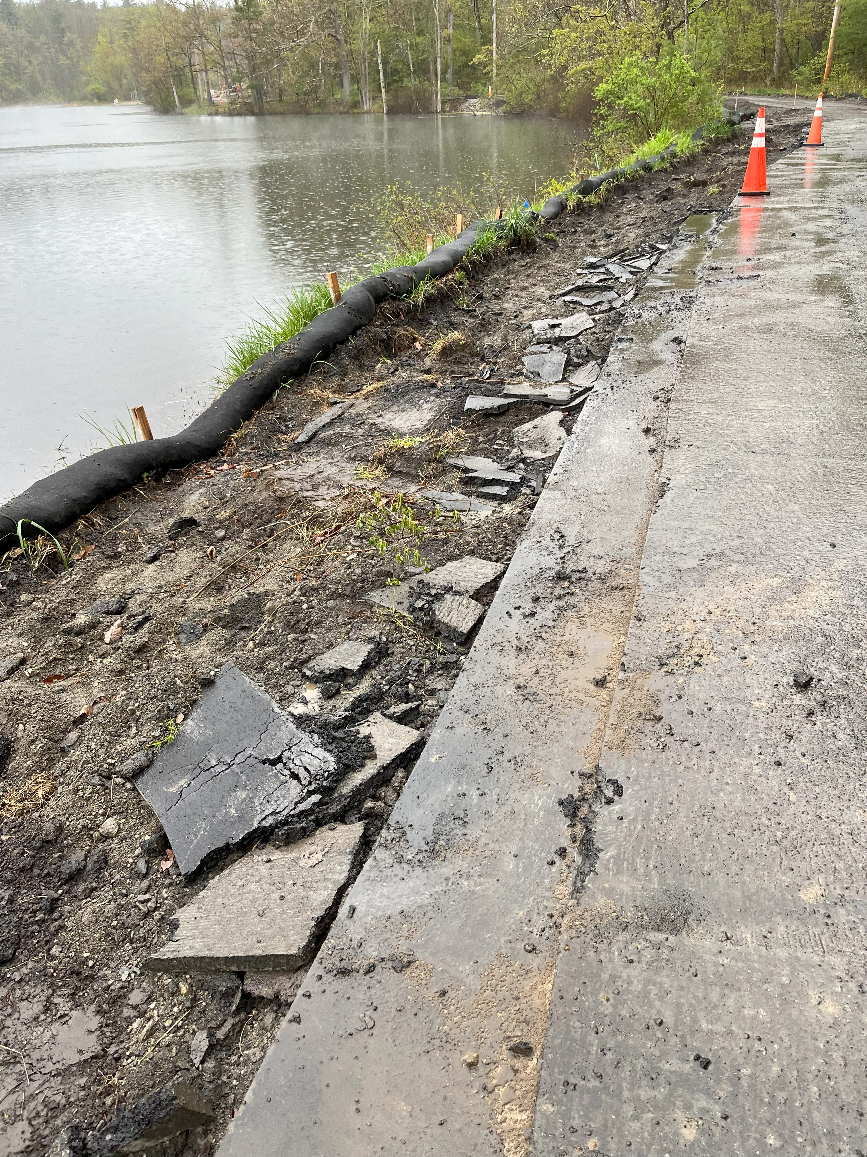 Lake Manfeild Improvement efforts are in full swing, pavement is being removed to create a wider buffer zone and to allow the creation of a trail to replace the roadway along the lake edge