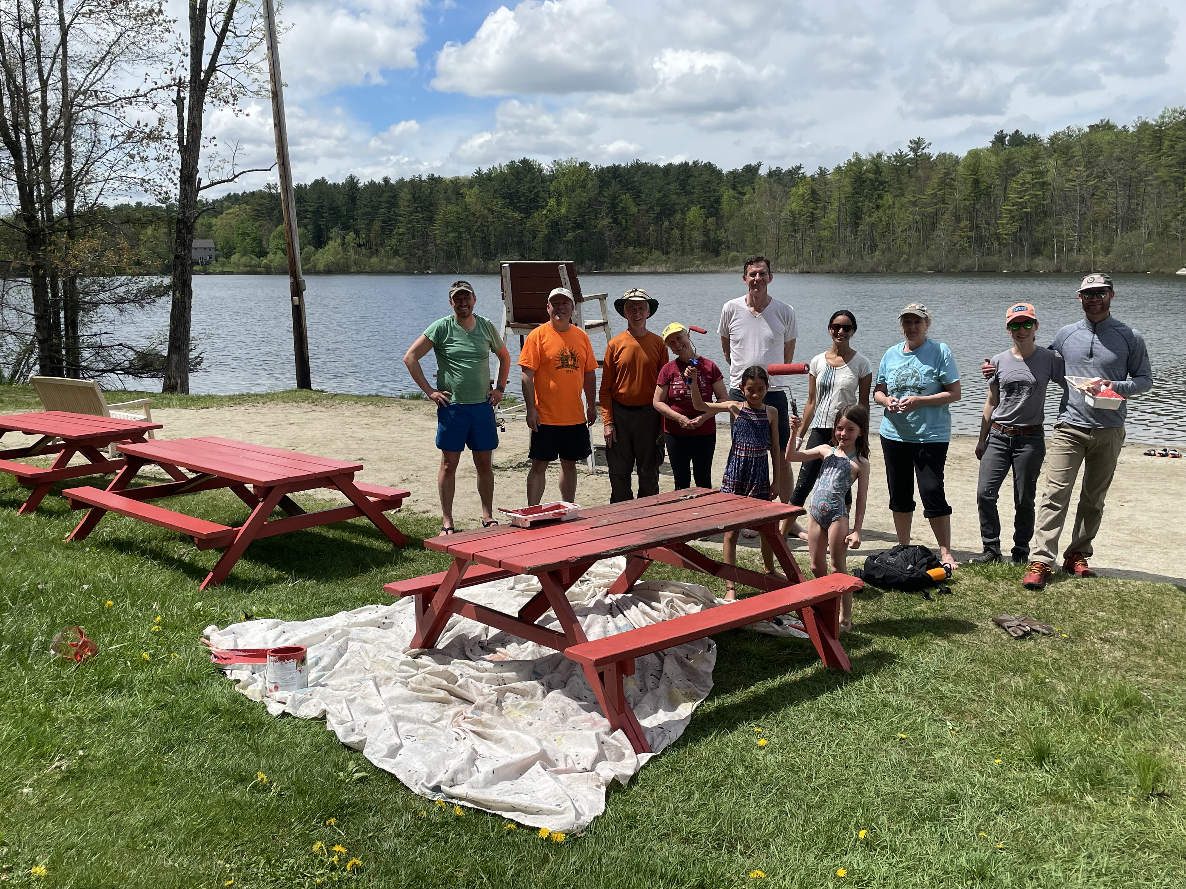 Volunteers contributed over 60 hours to repaint picnic tables and spruce up the Lake Masnsfield Beach Area 