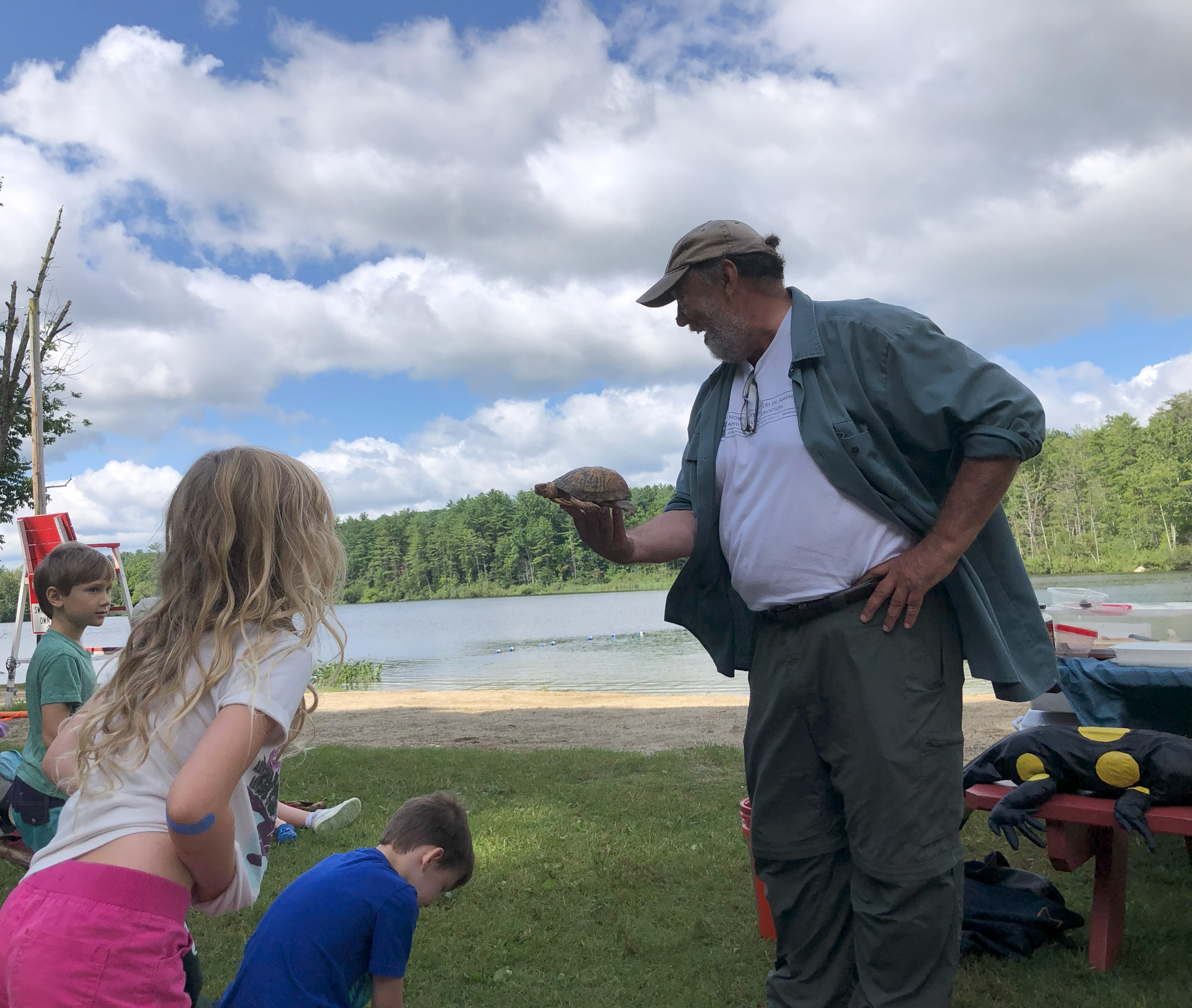 Berkshire Naturalist, Tom Tyning, meets up with families at Lake Mansfield. 