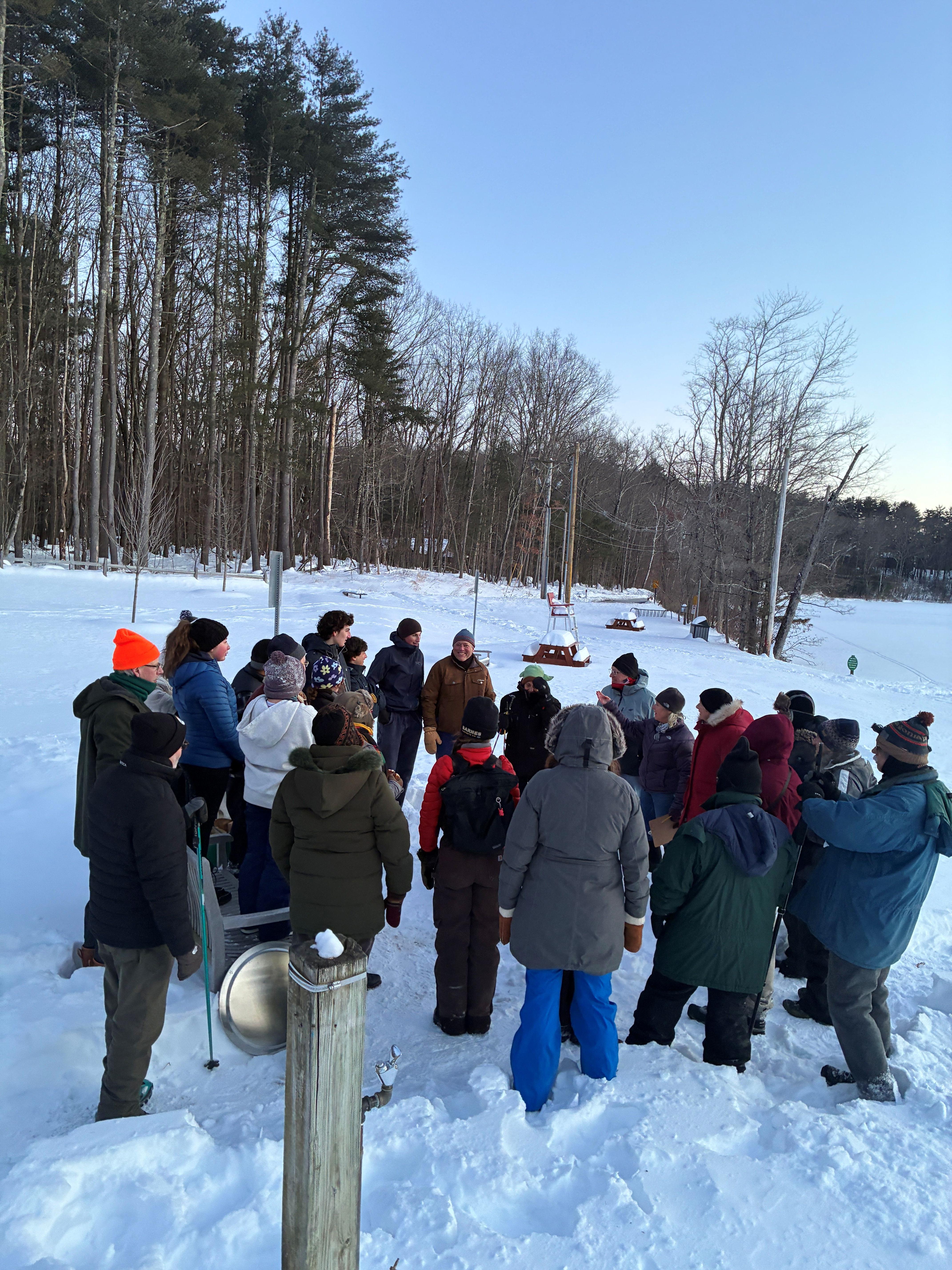 Great Barrington Land Conservancy hosted a Snow Moon gathering at Lake Mansfield. 