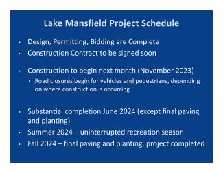 Lake Mansfield construction timeline
