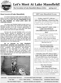 Lake Mansfield Newsletter Cover - 2007