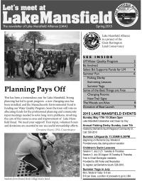 Lake Mansfield Newsletter Cover - 2015